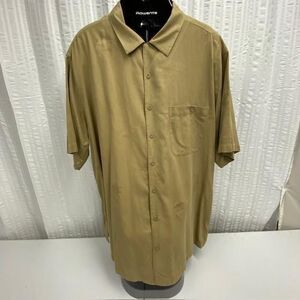Caribbean Mens 2XLT Silk Cotton Hawaiian Shirt Tan Tropical Jacquard Button Up